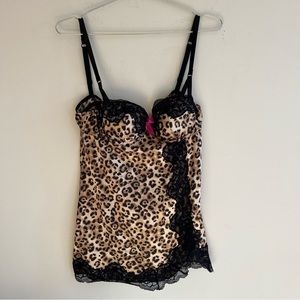 La Senza Leopard & Lace Satin Chemise